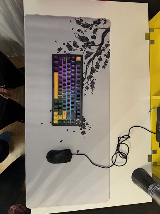 Mousepad alb 90×40, stil japonez cu sakura