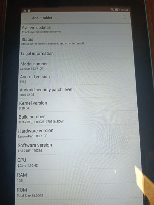 Tableta Lenovo tb3-720f