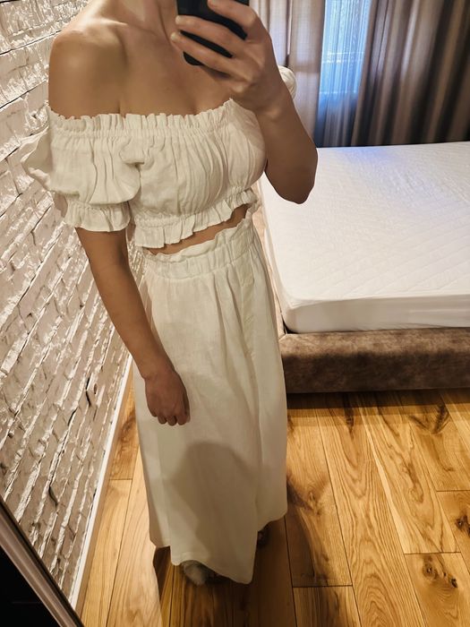 Сет Cliche дълга пола и бюстие от лен уикенд цена 130€