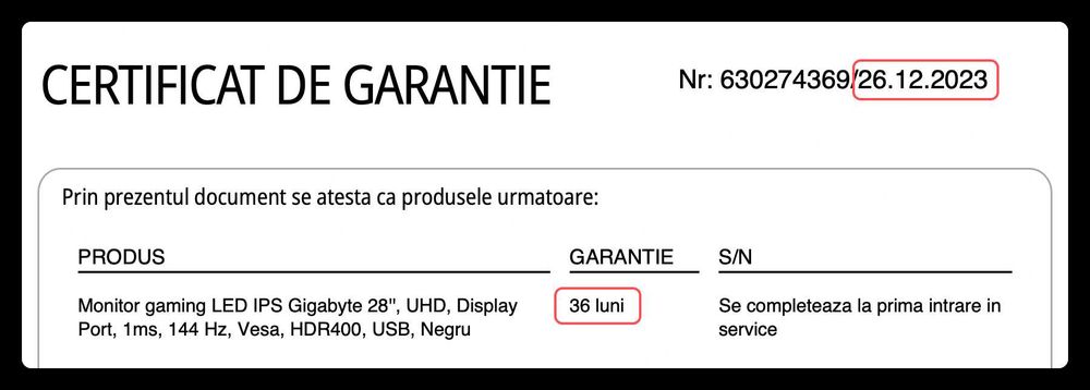 Monitor Gigabyte M28U, 4K, 28", 144Hz, 1ms