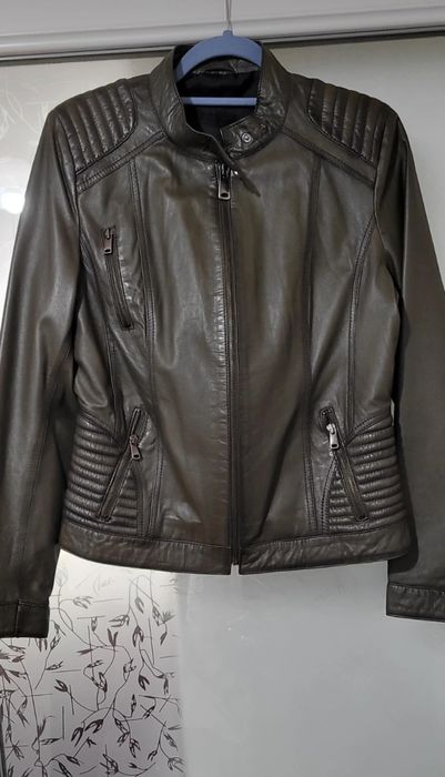 Geacă din piele naturală, moale,kaki