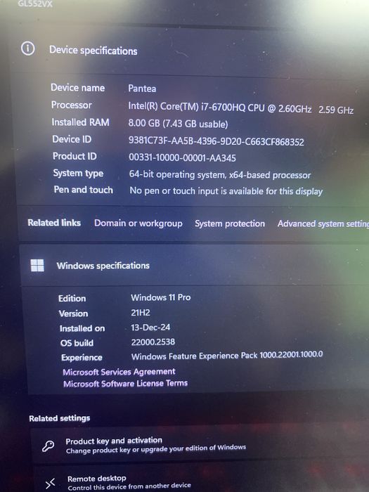 Laptop Asus ROG GL552VX