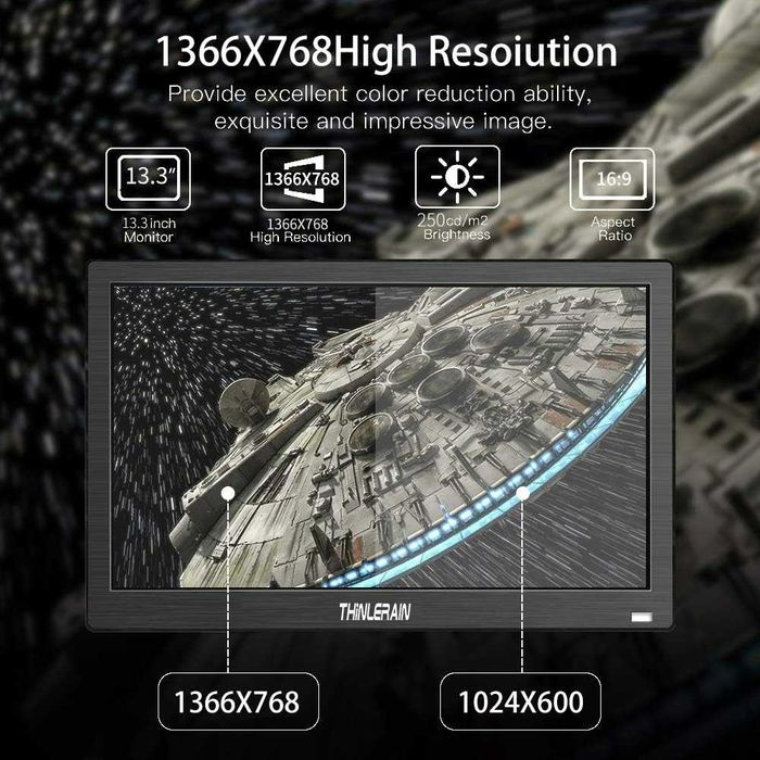 13.3" Преносим монитор HDMI/VGA/BNC VESA