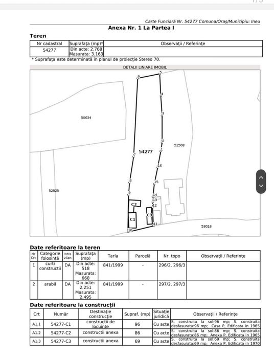 Teren  3.163 mp cu casa veche