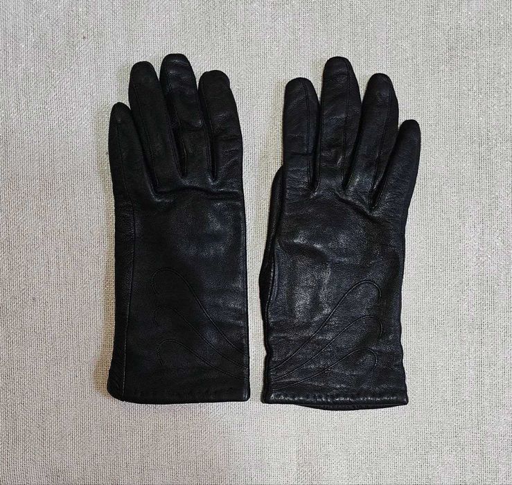 Чёрные кожаные перчатки. Размер 7.