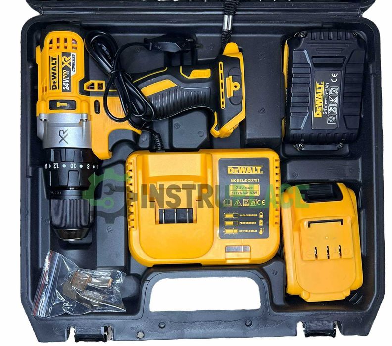 Акумулаторен ударен винтоверт DeWalt XR 24V 6Ah с 2 батерии Девалт ПРО