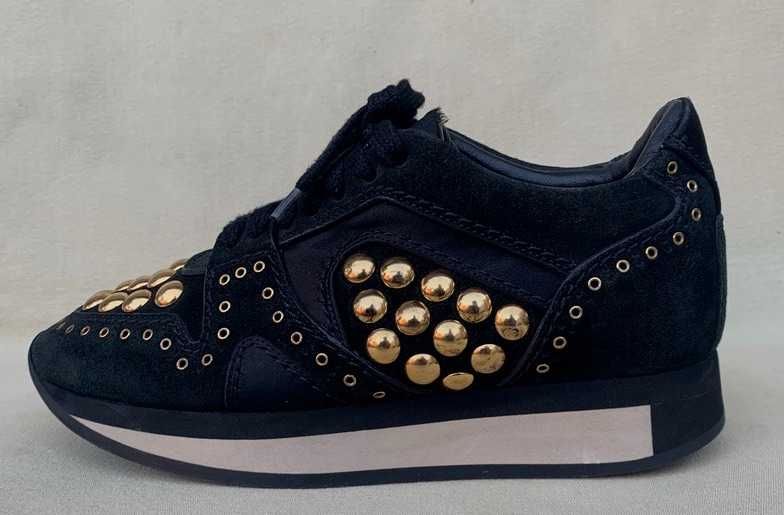 Burberry Sneakers Adidasi Studded Suede Black Mahogany Marime 35