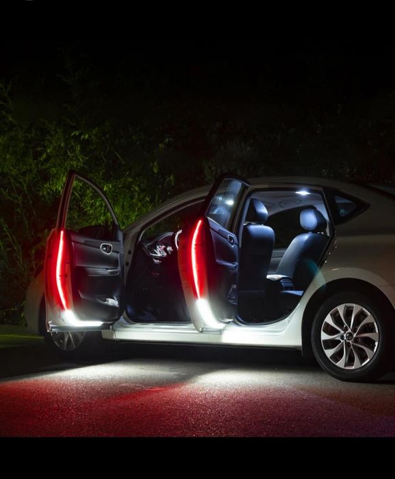 Set 2 sau 4 benzi flexibile de avertizare cu lumina led usa auto