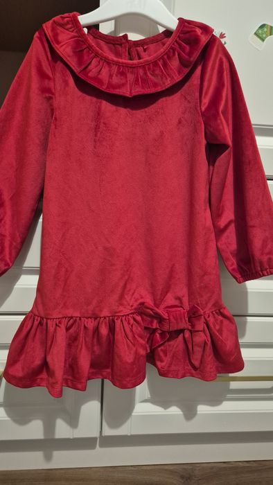 Rochie rosie de catifea 3-4 ani