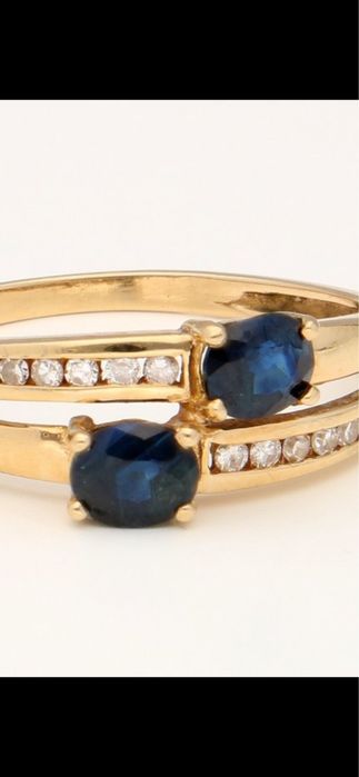 Inel aur18ct cu safir si diamante