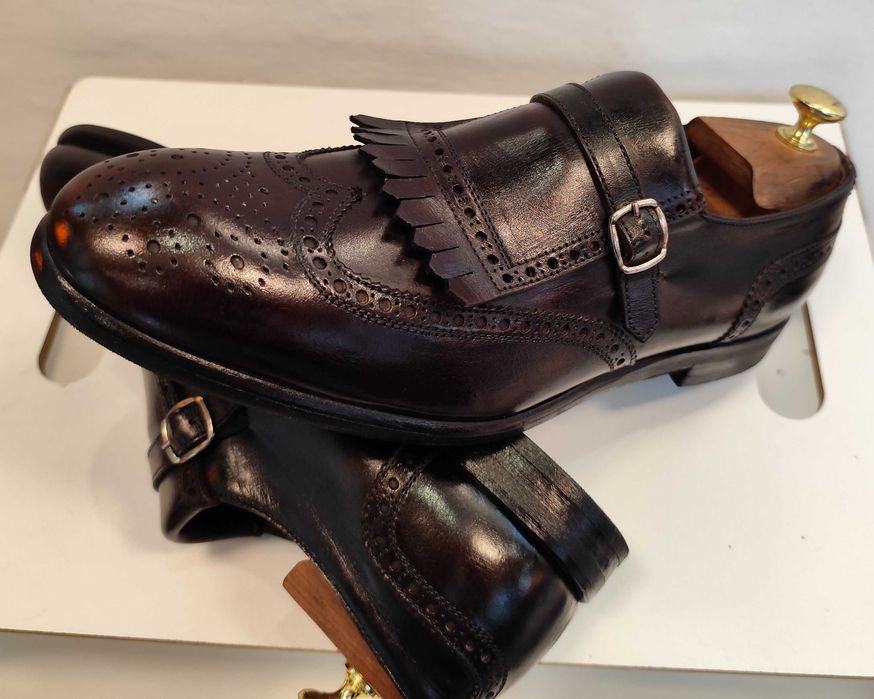 Pantofi loafer de lux 42 42.5 Migliore lucrati manual piele naturala superioara maro