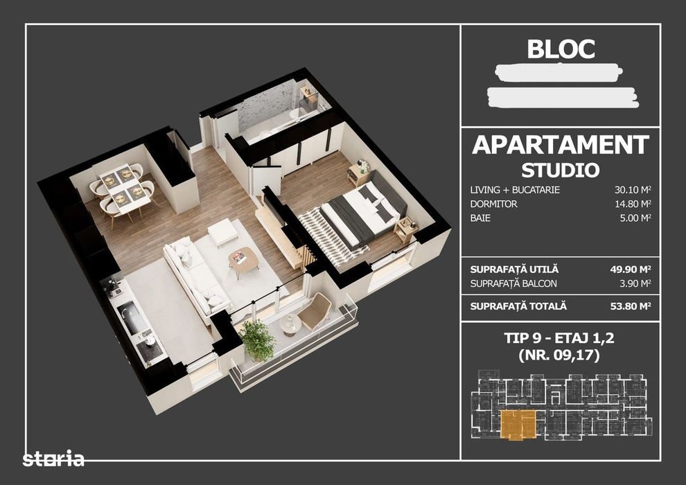 Studio elegant într-un bloc tip boutique-Popești-Leordeni
