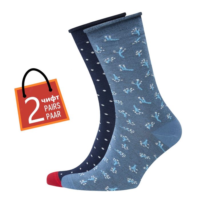 Органични дамски 2 чифта чорапи с малки цветя, безшевни, удобни