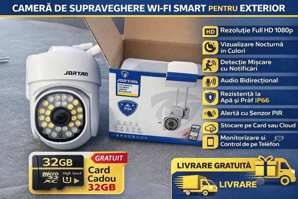 Camera De Supraveghere Wifi Full Hd 1080P Night Vision 360 Cadou Card