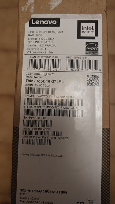 Lenovo 16 G7 IML Core Ultra 5 125U 16GB SSD 512GB