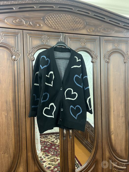 Tugmachali trikotaj oversize kardigan