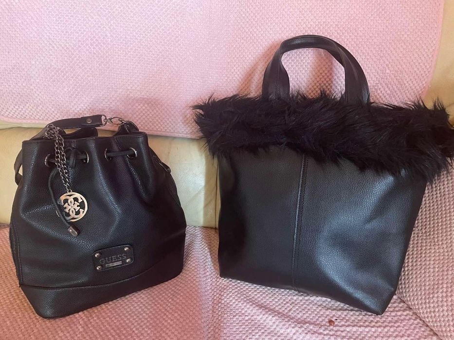 Кожена чанта Guess и подарък към нея още една зимна кожена чанта
