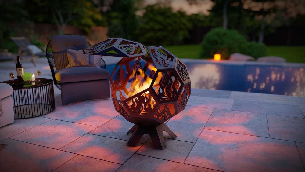 Vatra de foc decorativa, realizata din otel de 3 mm CNC laser