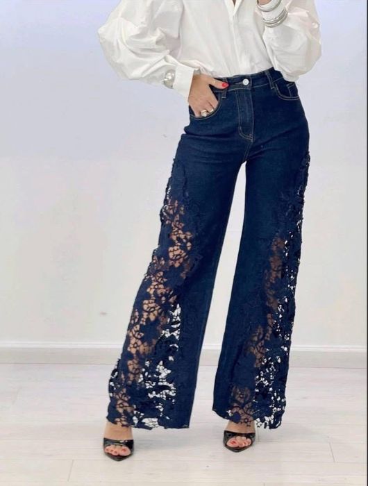 Дамски дънки с дантела