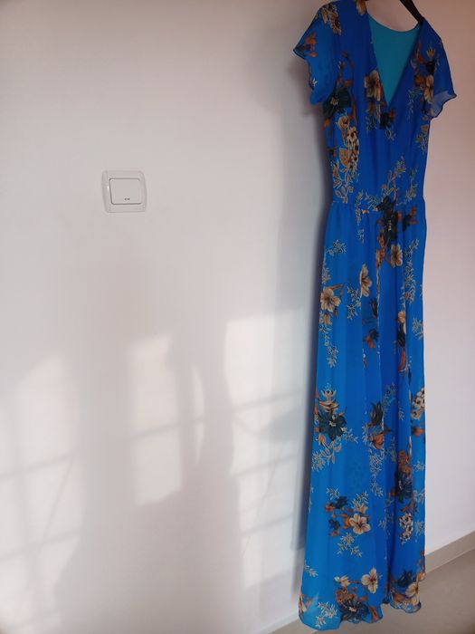 Rochie lungă voal imprimat cu flori