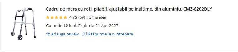 Cadru de mers cu roți, pliabil, reglabil pe înălțime – stare impecabilă, garantie/factura