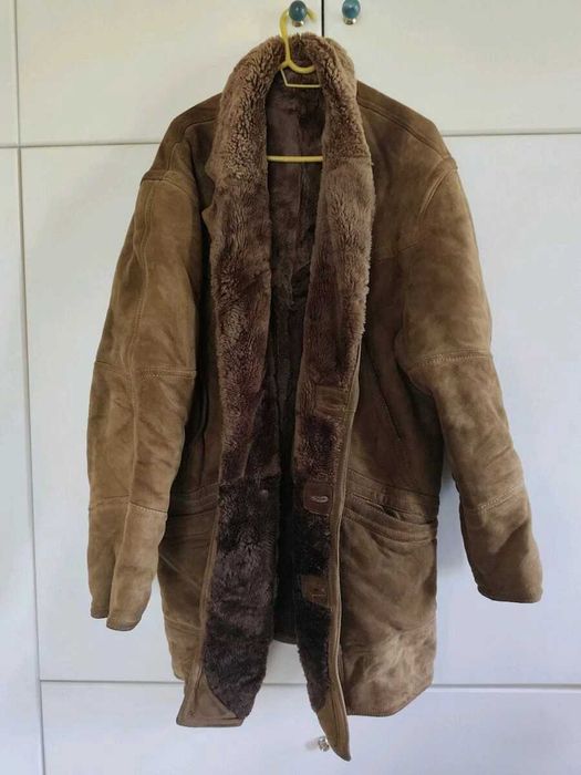Мъжко кожено палто/яке Shearling/Винтидж естествена кожа размер 52/XL