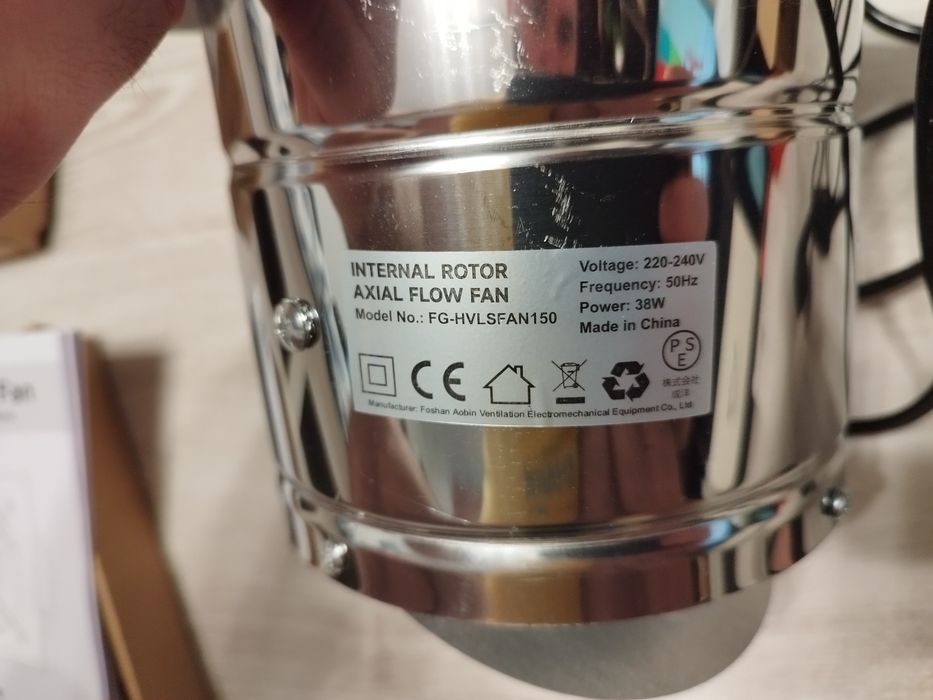 Ventilator baie HG Power 150mm silențios, debit 525m³/h, clapetă antiretur, argintiu