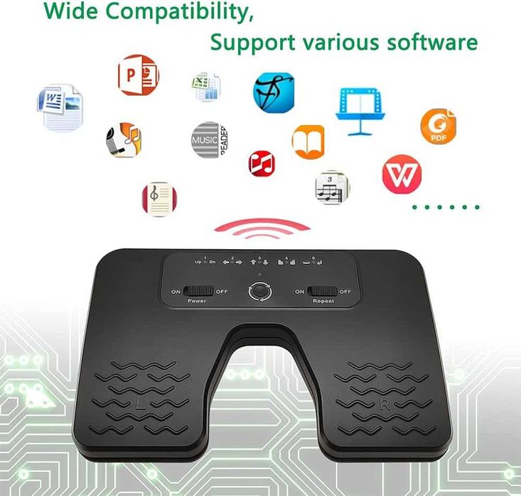Bluetooth педал за обръщане на страници за таблети, смартфони, акумулаторен, безшумен, модерен