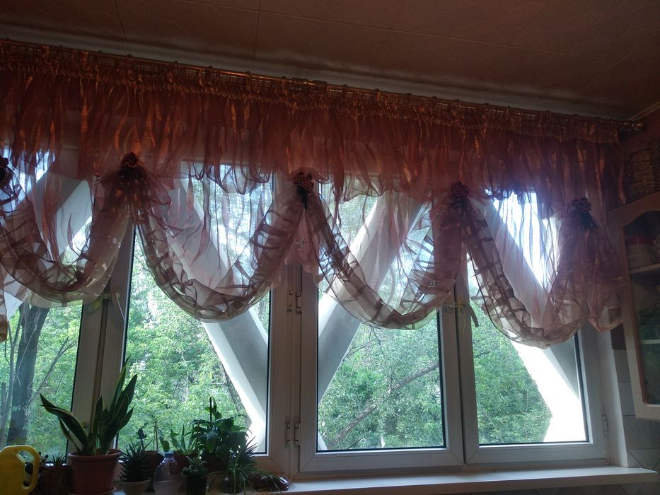 Тюль оранжевая волны