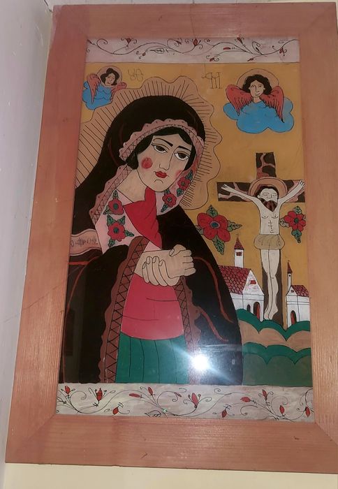 Icoană pictată pe sticlă