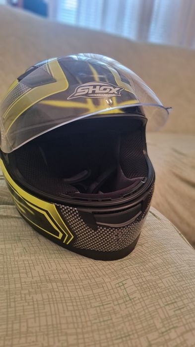 Мото каска Shox размер М 57-58 жълто и черно