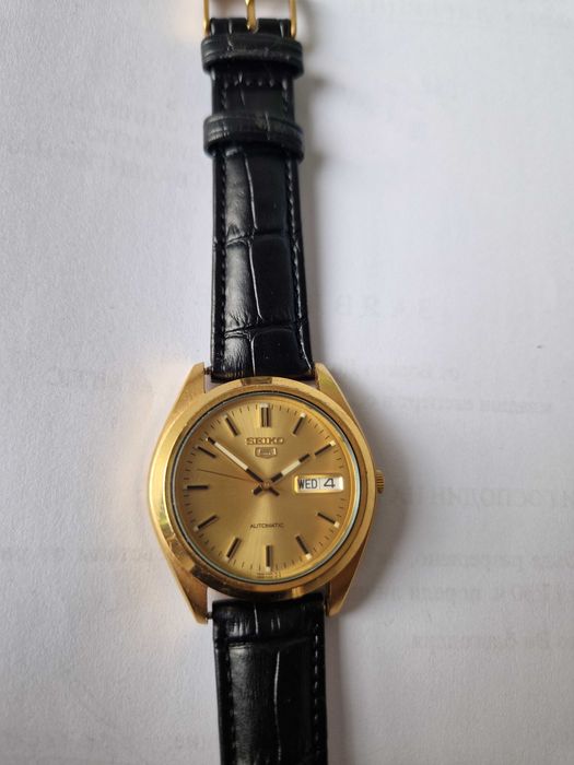 SEIKO 5, Automatic 7s26, 21 jewels Japan; Почти нов часовник! PVD Gold