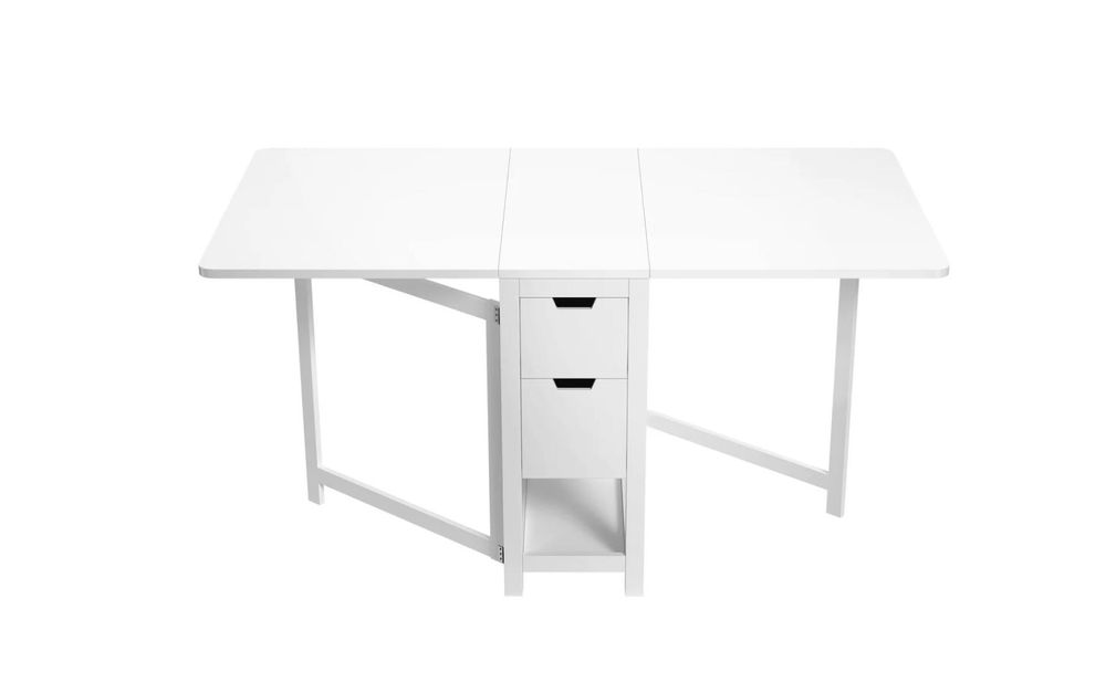 Masă pliabilă alba cu sertare