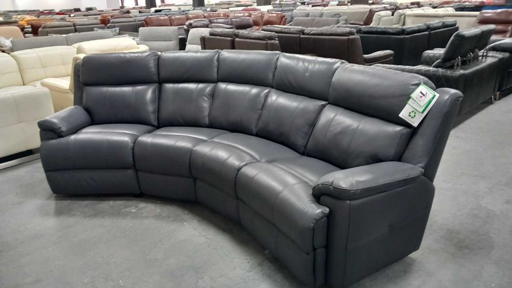 Сив извит кожен диван четворка "Gracy"