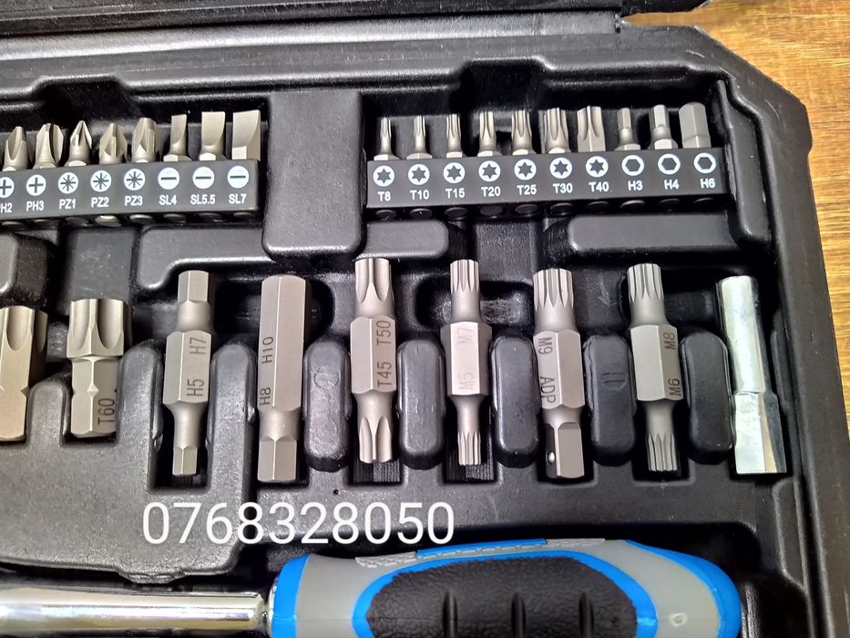 Trusa 34 piese biti clichet cu prindere dubla 1/4 biti si 3/8 tubulare