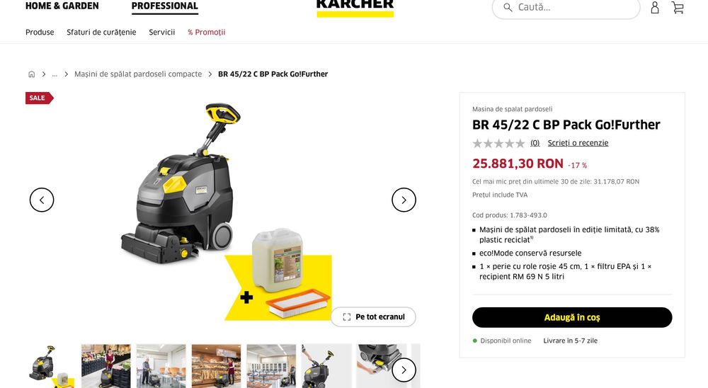 Aparate profesionale de curatenie Karcher - Covoare - Injectie Extraxctie - Abur - Frecare - Perie - Aspirator geamuri - Presiune