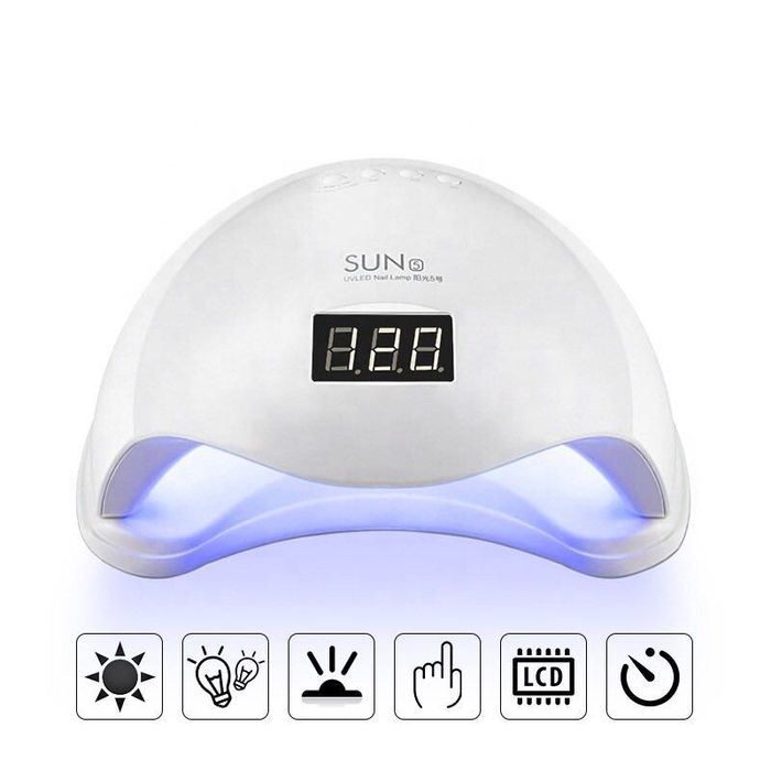Lampa unghii UV LED SUN5 48w, senzor, display LCD, Alb