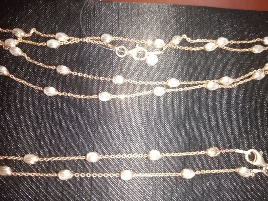 Комплект:цепочка 45см и браслетик  серебро в позолоте