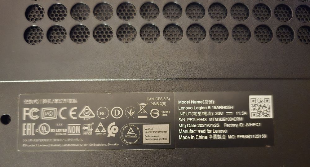 LENOVO LEGION 5, RTX2060 6gb, AMD RYZEN 5 4600, 512gb SSD, 16gb RAM