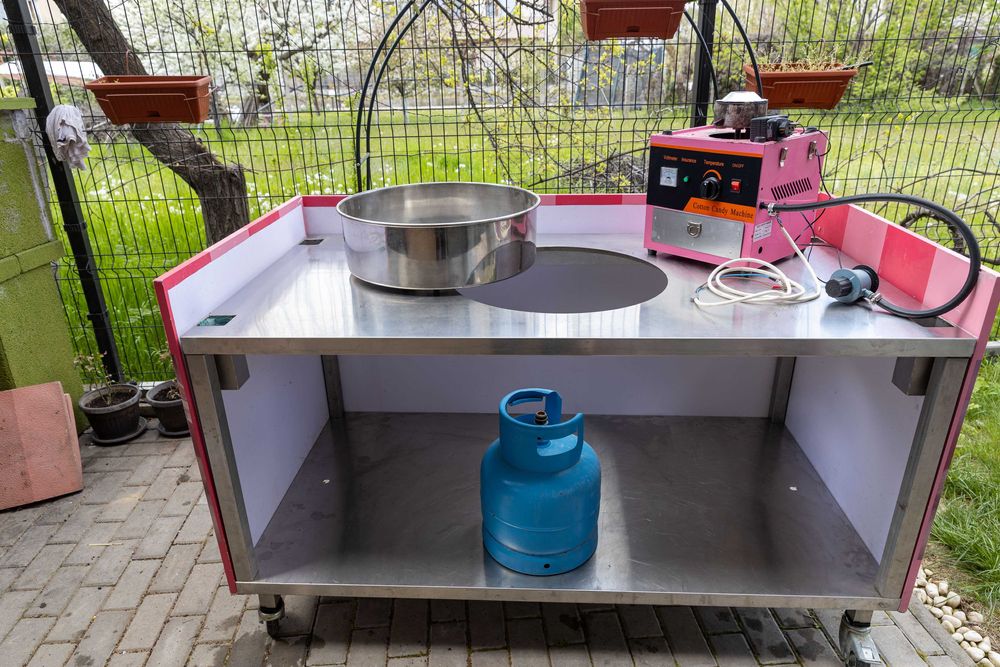 Количка и машина за захарен памук комплект