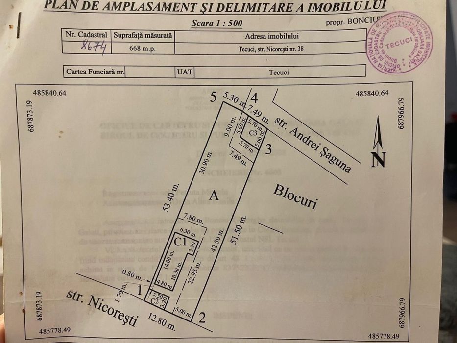 Casa Tecuci teren 670mp+anexe/2 iesiri strada Nicoresti-Andrei Saguna