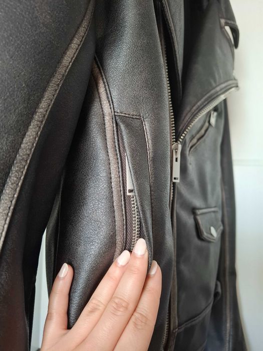 Мъжко кожено яке Biker от еко кожа модел на ZARA - ново