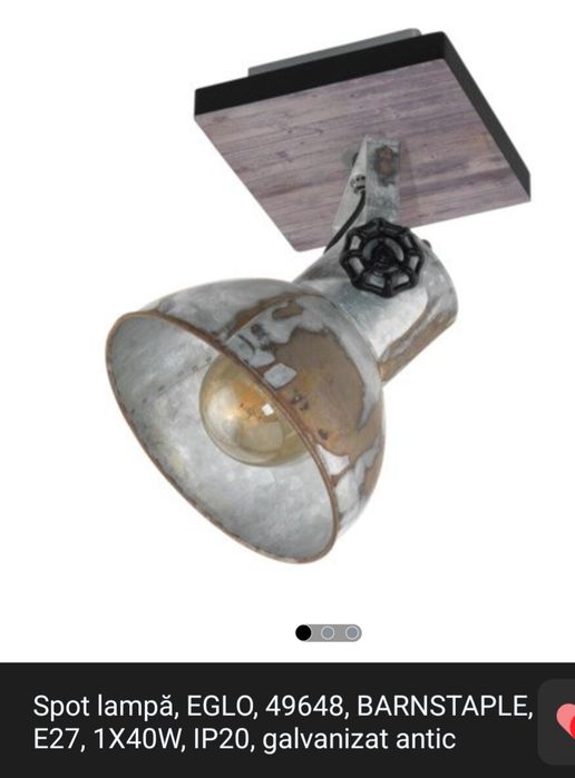 Lampa EGLO E27 BARNSTAPLE 40W , 220V, 50/60Hz