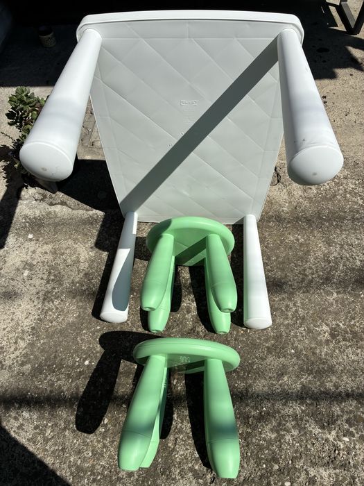 Set Nou Măsuță + 2 Scaune copii IKEA MAMMUT (Verde sau Galben)