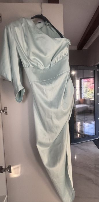 Rochie elegantă satin verde mentă – nouă cu etichetă
