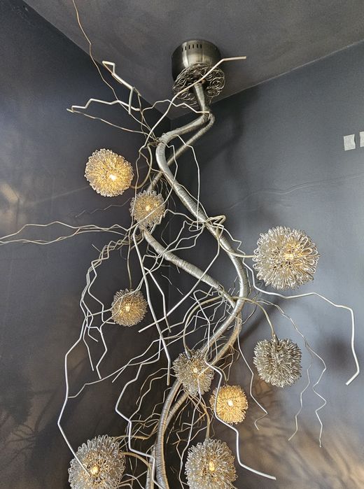 Ексклузивна Дизайнерска Инсталация "Сребърен Клон" и три лампи