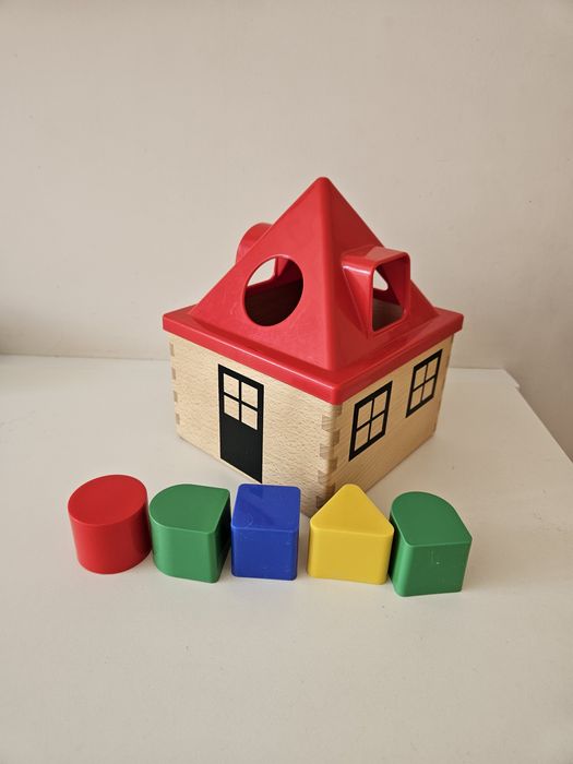 Играчка сортер, дървена къща, куб