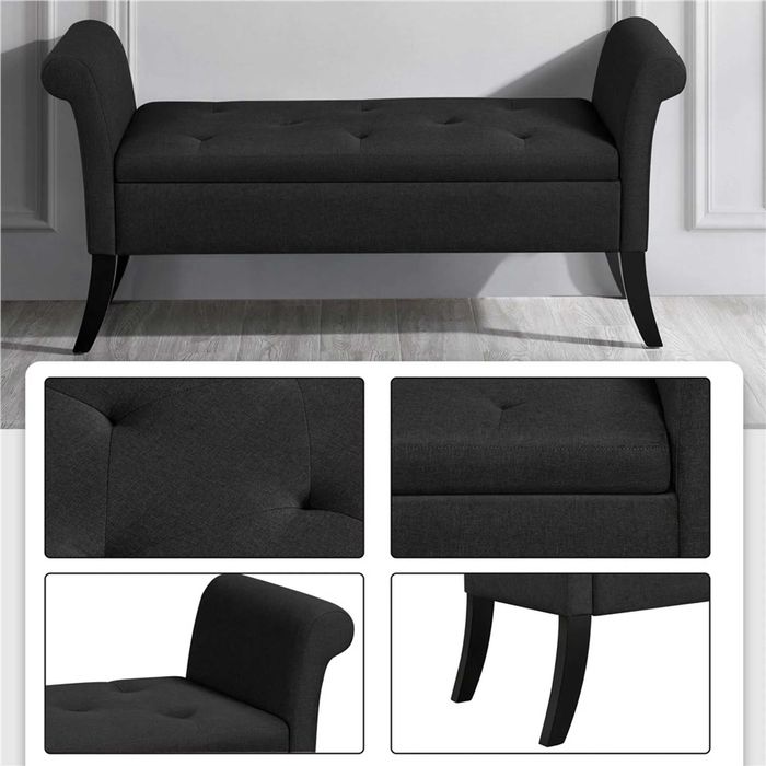 Bancă tapițată, canapea cu cotiere capăt de pat, hol |S 613474 Black