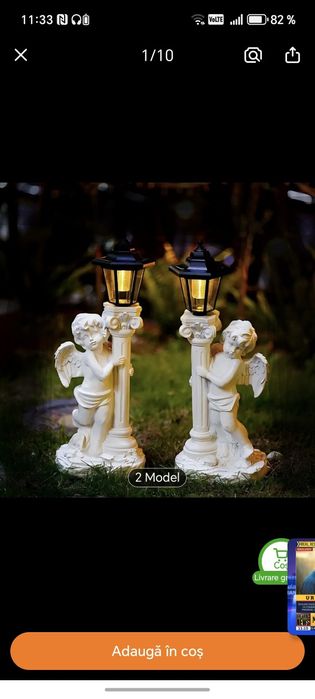 Statueta îngeraș cu felinar solar