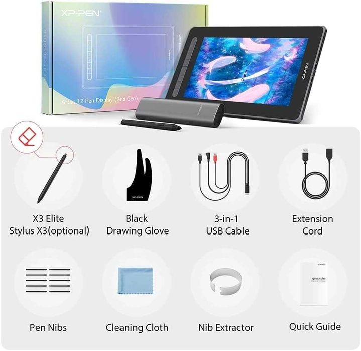 Графичен таблет с екран XP-Pen Artist 12 (2nd Gen) - Нов с X3 чип